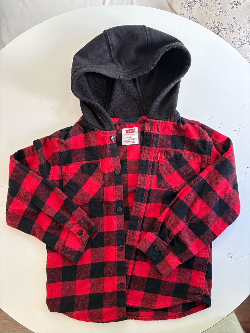 Levi's Kids Red & Black Buffalo Plaid Button Up Hoodie